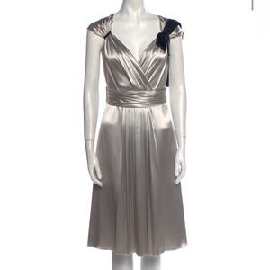 Prada grey A-line dress with black bow
